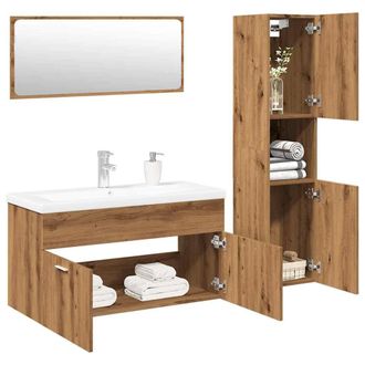 Berkfield Home 4 Piece Bathroom Furniture Set Artisan Oak Engineered Wood in Brown