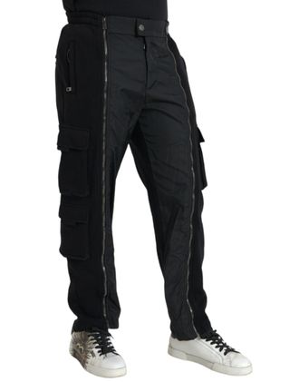 Dolce & Gabbana Mens Black Cotton Blend Skinny Pants Polyester