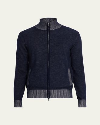 Fioroni Cashmere Mens Vanise Cashmere and Cotton Full-Zip Sweater