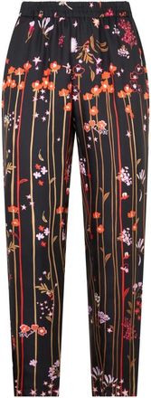 Red Valentino Floral Silk Broeken - Dames - Slim Fit Broeken - Zwart - 2XS - Broeken