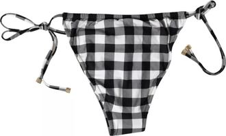 Dolce & Gabbana Black White Check Swimwear Beachwear Bottom Womens Bikini
