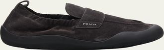 Prada Mens Speedrock Suede Penny Loafers