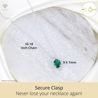 MAX + STONE 14k Yellow or White Gold Gemstone Oval Pendant Necklace with Drop Twist Setting