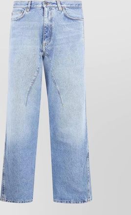 Off-white cotton straight-leg jeans