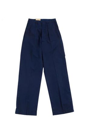 Fortela Double Pleat Cotton Trousers in Blue at Nordstrom, Size 36 32 Eu