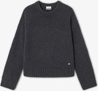 Ganni Mixed Dark Grey Wool Mix Jumper
