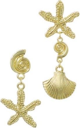 Adornia Starfish & Shell Mismatched Drop Earrings in Gold at Nordstrom Rack