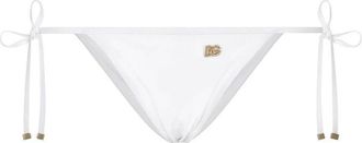 Dolce & Gabbana Bikinis, female, White, Size: 2XS White Beachwear with Gold-tone Logo