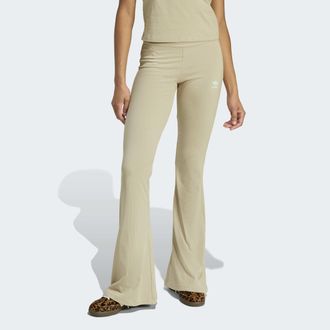 adidas Leggings ADIDAS ORIGINALS ESSENTIALS RIB FLARED, Damen, Gr. XXL, N-Gr, stone khaki, normal, gr., Obermaterial: 46% Baumwolle, 45% Viskose, 9% Elasthan