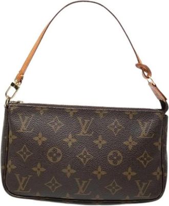 Louis Vuitton Pre-owned Pochette Accessoires - Dames - Vintage Schoudertas - Bruin - ONE Size - Leer - Vintage