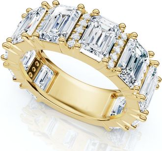 Pompeii3 5 1/2Ct Naya Emerald Cut Diamond Wedding Band 14k Gold/Pt Stack Ring Lab Grown
