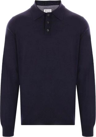 Maison Margiela Polo de punto de manga larga - Tops - Mujer - Azul - M
