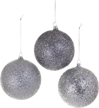 Cody Foster & Co. Set Of 3 Handmade Glitter Baubles Ornaments