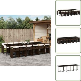 vidaXL The Living Store Set da Pranzo da Giardino 13pz con Cuscini Marrone Polyrattan - Sedie da giardino