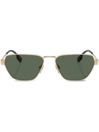 Burberry Sunglasses Vintage-check geometric-frame sunglasses - men - Metal - 56 - Gold
