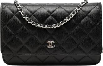 Chanel Pre-owned Wallet on Chain - Dames - Vintage Schoudertas - Zwart - ONE Size - Leer - Vintage