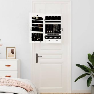 Berkfield Home Mirror Jewellery Cabinet Wall Mounted White 37.5x10x67 cm
