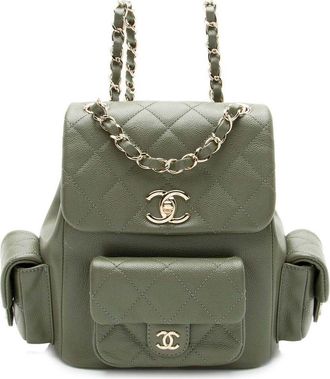 Chanel Green Leather Caviar Cargo Duma Small Backpack (Authentic Pre-Loved)