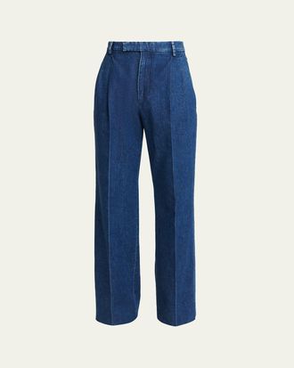 Valentino Garavani Mens Tailored Wide-Leg Denim Jeans