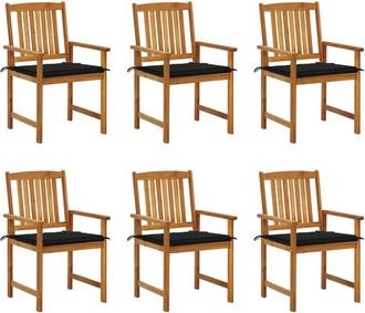 vidaXL Sillas De Jard&iacute;n Con Cojines 6 Pc Acacia Masiva