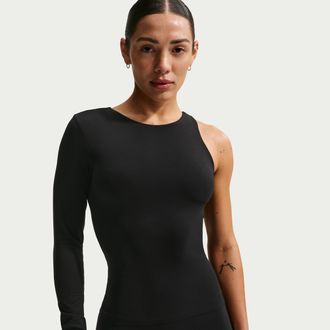 Nike Womens Zenvy Dri-FIT One-Sleeve Top in Black | IB8973-010