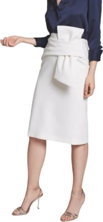 Moskada Elegante Strikrok - Maat 42 - Dames - Midirokken - Wit - M - Rokken