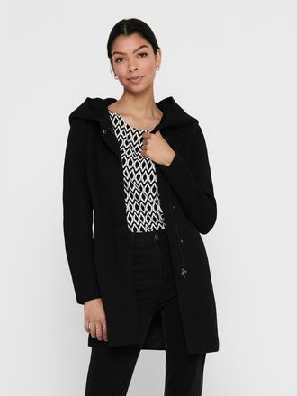 Only Kurzmantel ONLY ONLSEDONA LIGHT COAT OTW NOOS, Damen, Gr. XL, schwarz, Web, Obermaterial: 85% Polyester, 15% Baumwolle. Futter: 100% Polyester, unifar