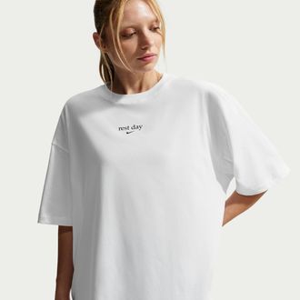 Nike Womens Oversized Dri-FIT Short-Sleeve T-Shirt in White | IQ2756-100