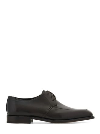 Ferragamo Polished Leather Flat Shoes with Pointed Toe