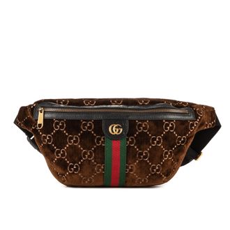 Gucci Pre-owned Womens GG Velvet Ophidia Belt Shoulder Bag - Brown - One Size