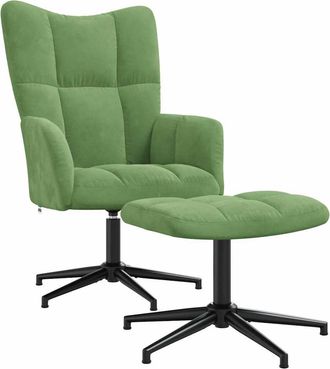 vidaXL Sill&oacute;n De Relax Con Taburete Terciopelo Verde Claro Vidaxl