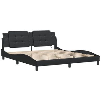 vidaXL Vidaxl - Estructura Cama Led Sin Colch&oacute;n Cuero Sint&eacute;tico Negro 180x200cm