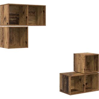 vidaXL Vidaxl - Conjunto De Mueble De Tv 4 Pcs Madera Vieja 37 X 37 X 72 Cm