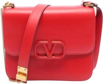 Valentino Pre-owned Shoulder Bags, female, Red, Size: ONE SIZE Pre-owned Leather Shoulder Bag
