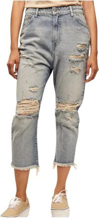 SER.O.YA Boyfriend Jeans met Distressed Details - Dames - Cropped Jeans - Blauw - W30 - Katoen - Jeans