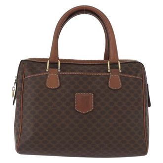 Celine Vintage Macadam Handbag Canvas And Leather Brown Canvas Handbag (Pre-Owned)