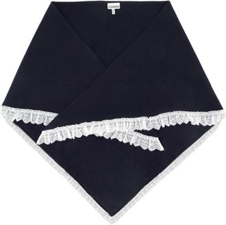 Ganni Sciarpa in lana con pizzo - - Accessories - Donna - Nero - ONE SIZE