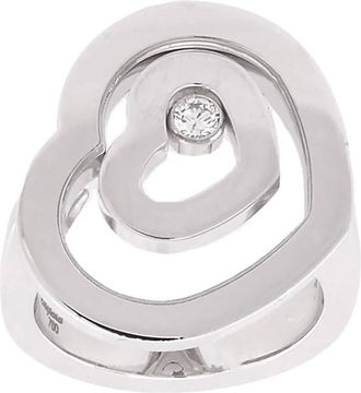 Chopard 18k White Gold Happy Diamond Ring, Size 50