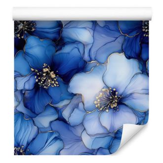 OEM Carta Da Parati Blu Inchiostro, Azzurro, Blu Navy E Bianca Per Soggiorno E Camera Da Letto 50x1000