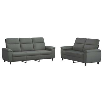 vidaXL Set Di Divani 2 Pcs Grigio Scuro Tessuto Vidaxl