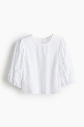H&M Bluse mit Broderie Anglaise - Weiss