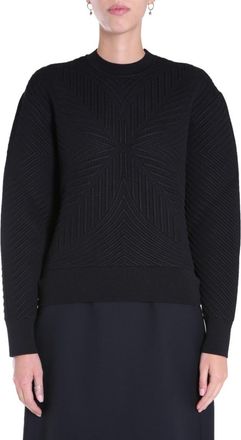 Alexander McQueen Black Textured Crew Neck Sweater
