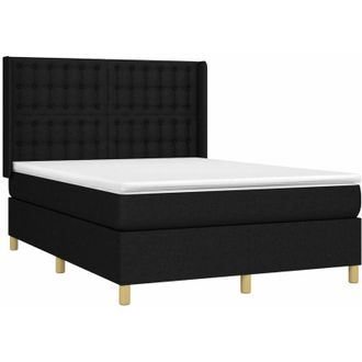 vidaXL Cama Box Spring Con Colch&oacute;n Tela Negro 140x190 Cm Vidaxl