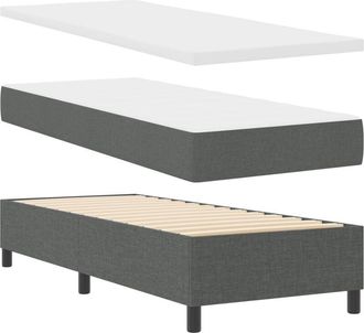 vidaXL Vidaxl - Box Spring Bed with Mattress Dark Grey 80 x 200 cm Fabric