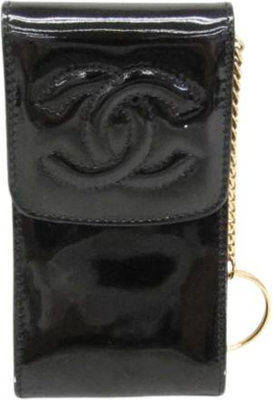 Chanel Pre-owned Coco Mark Mini Pouch met sleutelhanger - Dames - Vintage Mini Tas - Zwart - ONE Size - Leer - Vintage