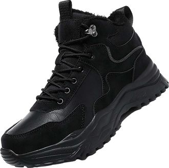 Generic Couple Women Men Hiking Boot Shoes Cotton Short Shoes Boots Mens Leather Hiking Shoes (Black, 7.5)