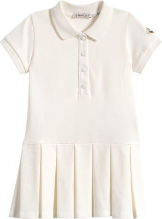 Moncler Kids Logo Patch Piqu&eacute; Polo Dress in White at Nordstrom, Size 18-24M