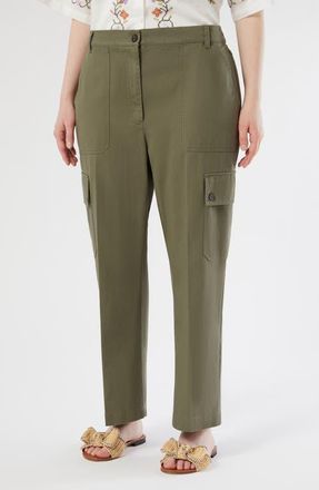 Marina Rinaldi Visiera Cotton Cargo Pants in Olive Green at Nordstrom, Size 14W