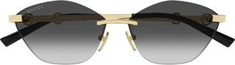 Gucci GG2050S001 Cat Eye Rimless Sunglasses - Gold