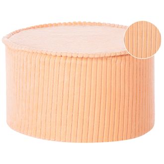 Beliani Beliani - Puf De Algod&oacute;n Redondo Estructura De Terciopelo Pana Acanalada Funda Extra&iacute;ble Lavable A M&aacute;quina Rosa Melocot&oacute;n Zikria